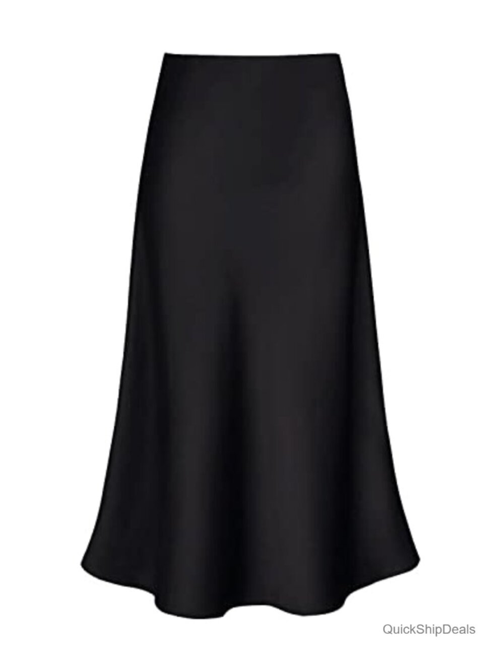 Women's Satin Midi Skirt High Waist A-Line Ruffle Long Skirt